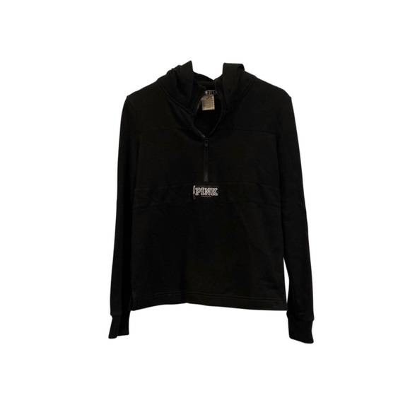 PINK Victoria's Secret Tops - Victoria’s Secret PINK Black Hooded Zip-Up Pullover